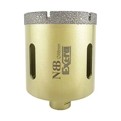 Abbildung von NBB vakuumgelötete Diamant lochsäge mit M14 Diamantbohrer Diamantkrone zum Trocken oder Nass bohren auf hartem Porzellan Keramik Fliesen Granit Marmor schnell langlebig für Winkelschleifer(1, 68mm)