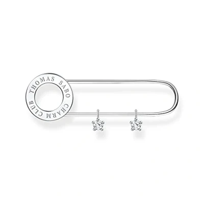Abbildung von THOMAS Sabo Brosche im Sicherheitsnadel Stil aus 925er Sterlingsilber mit Weißen Steinen, Maße: 1,3cm x 4,3cm, X0279 225 14