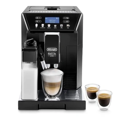 Abbildung von De&#039;Longhi Eletta Evo ECAM 46.860.B Kaffeevollautomat mit LatteCrema Milchsystem, Cappuccino und Espresso auf Knopfdruck, LCD Display Sensor Touch Tasten, schwarz