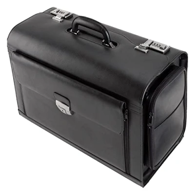 Abbildung von Alassio 45057 Pilotenkoffer VERONA, aus hochwertigem Leder, ca. 49 x 35 24 cm, schwarz