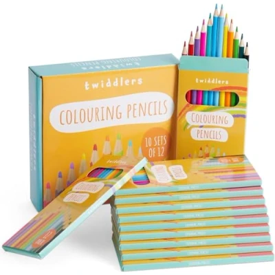 Abbildung von THE TWIDDLERS 120 Colouring Pencils (10 Packs of 12) Drawing Set, 17.5cm Length Party Favours, Artist Sketching for Kids &amp; Adults