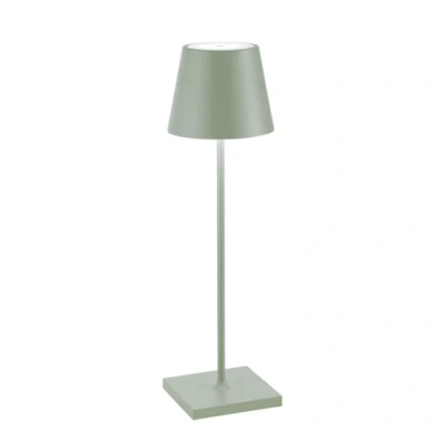Abbildung von Zafferano, Poldina Pro Lampe, Kabellose, Wiederaufladbare Tischlampe mit Touch Control, Auch für den Außenbereich Geeignet, Dimmer, 2200 3000 K, Höhe 38 cm, Farbe Salbei
