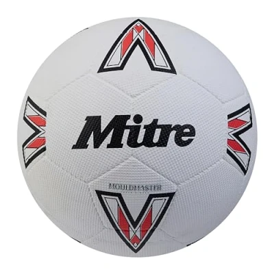 Abbildung von Mitre Unisex Erwachsene Super Dimple 24 Fußball, Weiß/Schwarz/Lätzchen Rot, 5