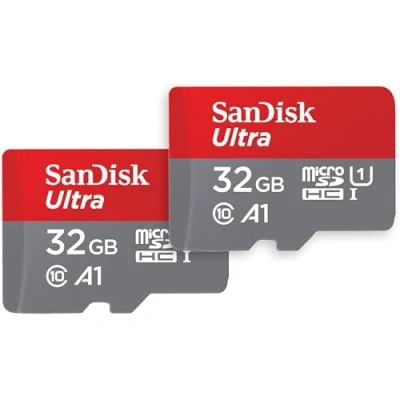 Abbildung von SanDisk Ultra 32 GB microSDHC Memory Card + SD Adapter with A1 App Performance Up to 120 MB/s, Class 10, U1 (Twin Pack)