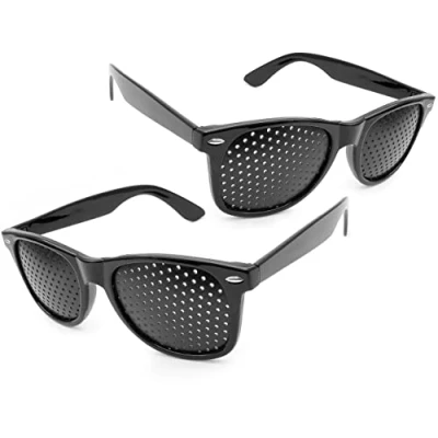 Abbildung von Ganzoo © Raster Brille/Loch Brille für Augen Training und Entspannung im 2er Set, Gitter mit faltbaren Bügeln, Pinehole Glasses, Form B, schwarz