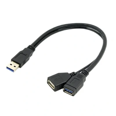 Abbildung von CY USB 3.0 Stecker auf Dual Buchse, extra Power Daten Y Verlängerungskabel für 6,3 cm (2,5 Zoll) mobile Festplatte, Schwarz