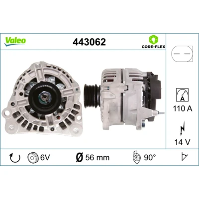 Abbildung von VALEO 443062 Lichtmaschine 14V 110A VOLKSWAGEN: Golf 4, Polo IV Hatchback, 4 Variant, SEAT: Ibiza 3