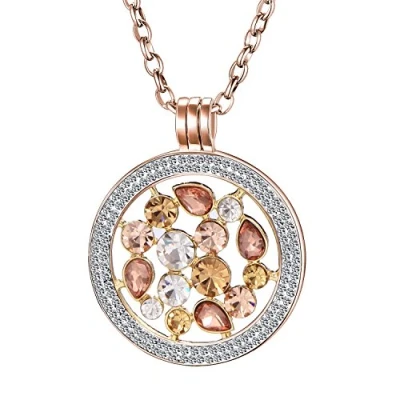 Abbildung von Morella Damen Halskette Rosegold 70 cm Edelstahl und Zirkonia Anhänger mit Coin Tropfen 33 mm im Schmuckbeutel