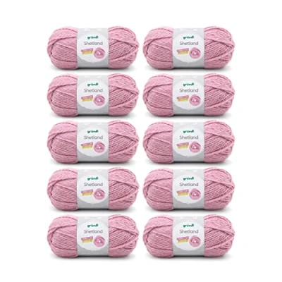 Abbildung von Gründl Shetland Wolle (modisches und weiches Strickgarn aus 80% Polyacryl 20% Wolle, 100 g / 170 m, Nadelstärke: 7 8, 10 x g), Rose Melange