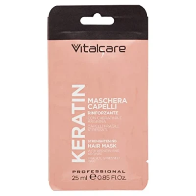 Abbildung von Vitalcare Keratin Stärkende Haarmaske für sprödes und strapaziertes Haar mit Arginin, kräftigeres weiches Haar, 25 ml