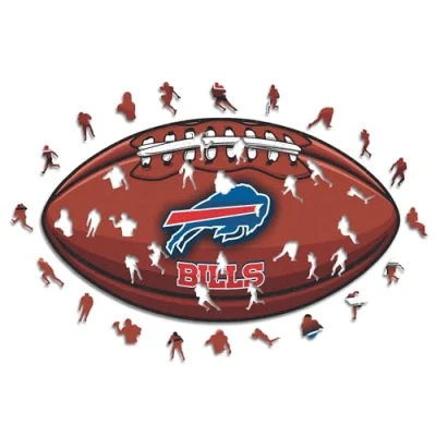 Abbildung von Iconic Puzzles, Buffalo Bills Crest, 100% ökologisch nachhaltiges Holzpuzzle mit offizieller Lizenz, Größe S, 150 Teile