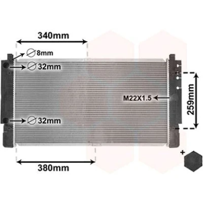 Abbildung von VAN WEZEL 58002149 Kühler, Motorkühlung Aluminium 720 405 32 *** IR PLUS mit Zubehör Kühlrippen gelötet VOLKSWAGEN: TRANSPORTER 4 Bus