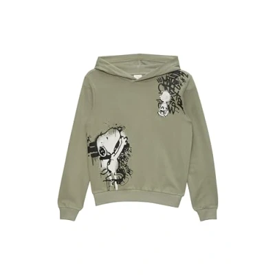 Abbildung von s.Oliver MIT Peanuts Print Kapuzenpullover für Kinder, Größe: 134/140, Olivgrün