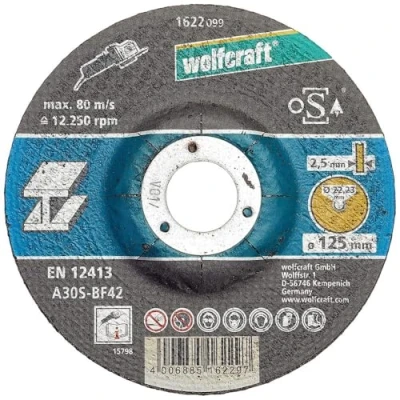 Abbildung von wolfcraft 5 Trennscheiben für Metall, gekröpft 125 mm I 1622300 Winkelschleifer Scheiben Metall hohe Schnittleistung, lange Standzeit