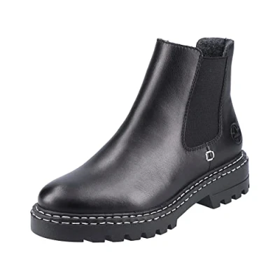 Abbildung von Rieker Damen Chelsea Boots Z5551, Frauen Stiefeletten,Schlupfstiefel,flach,Boots,Stiefel,Booties,halbstiefel,Kurzstiefel,schwarz (00),36 EU / 3.5 UK
