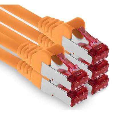 Abbildung von 1aTTack.de 5x 0,5m CAT6 Patchkabel S/FTP PIMF Schirmung CAT.6 RJ45 Netzwerkkabel Ethernetkabel DSL LAN Router Switch Modem Patchfeld orange 5 Stück