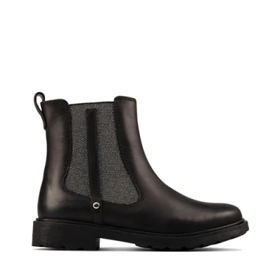 Abbildung von Clarks Mädchen Astrol Orin K Chelsea Stiefel, Schwarz Black Leather, 32 EU