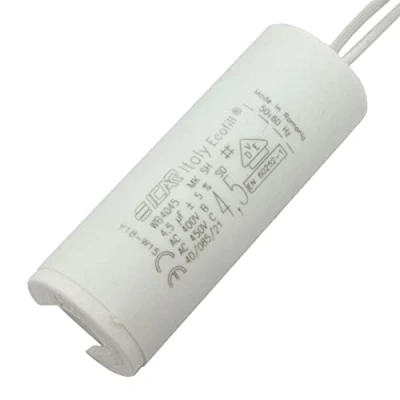 Abbildung von Anlaufkondensator Motorkondensator 4,5µF 450V 25x66mm Kabel 9cm ICAR 4,5uF