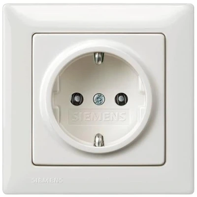 Abbildung von Siemens Komplettset Steckdose SCHUKO Steckdoseneinsatz &amp; 1 fach Rahmen in titanweiß, für Unterputz, 5UB1511, 5TG2551 0