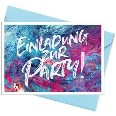 Abbildung von CherryCards FRUITPRINTS I 8er Set Einladungskarten &amp; Umschläge Format A6 Motiv Einladung zur Party Erwachsene Teenager Kinder Unisex