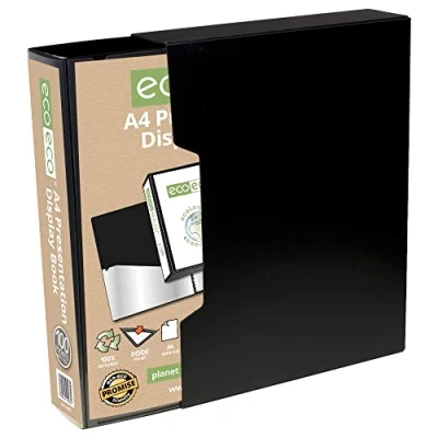 Abbildung von eco A4 50% Recycelt 100 Taschen Schwarz Farbe Päsentationsdisplay Buch und Display Box eco067