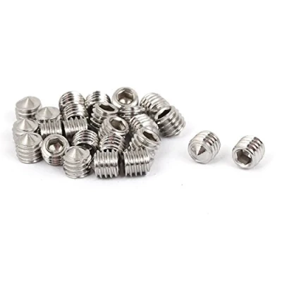 Abbildung von sourcing map 25 Stk. M6 x 6mm 304 Edelstahl Kegelspitze Sechskant Sockel Satz Roden Silber Ton de