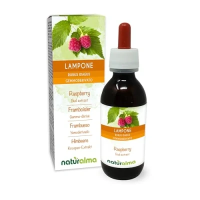 Abbildung von Himbeere (Rubus idaeus) Alkoholfrei knospen Extrakt aus frishen Naturalma Flüssig Tropfen 120 ml Nahrungsergänzungsmittel Veganer