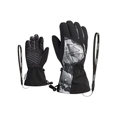 Abbildung von Ziener Kinder Laval Ski Handschuhe/Wintersport wasserdicht extra warm Wolle, black.grey mountain print, 7,5