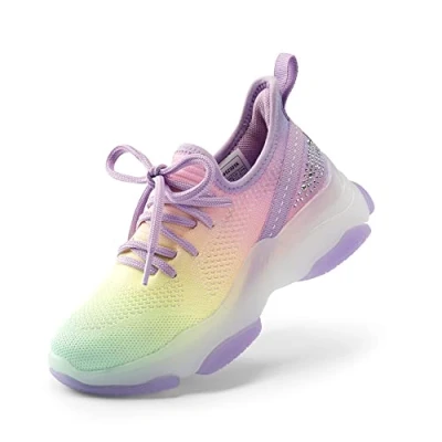 Abbildung von DREAM PAIRS Turnschuhe für Jungen und Mädchen, Kinder, Sport, Sportschuhe, Wanderschuhe kleine Kinder/große Kinder,Size 32,Regenbogen/Lila,SDFS2303K