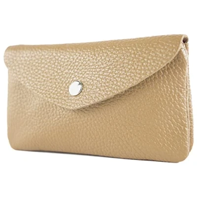 Abbildung von modamoda de P11 Damen Leder Geldbörse Portemonnaie Medium Handmade in Italy, Farbe:Graubeige