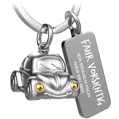Abbildung von FABACH Auto Schlüsselanhänger Car mit Gravur Schutzengel Engel für Autofahrer Geschenk Glücksbringer Fahr vorsichtig Geschenke vorsichtig, ich brauch dich