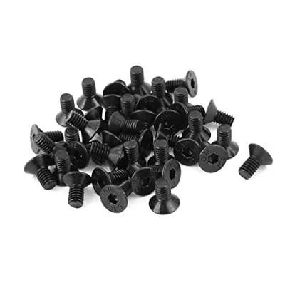 Abbildung von sourcingmap® 50 Stk Schwarz M4 x 8 mm Legierungs Stahl Sechskant Sockel Flachkopf Senkkopfschrauben de