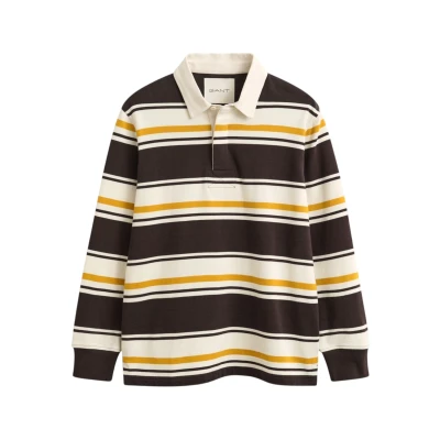 Abbildung von GANT Striped Heavy Rugger Poloshirt, Herren, Größe: XL, Charred wood brown