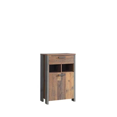 Abbildung von FORTE Clif Schuhschrank mit 1 Tür und Schublade, Holzwerkstoff, Old Wood Vintage Dekor Betonoptik dunkelgrau, 67 x 105,5 41,6 cm