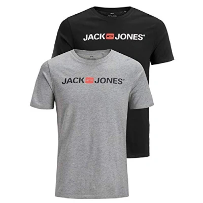 Abbildung von JACK &amp; JONES Herren JJECORP Logo Tee SS Crew Neck, Light Grey Melange/2 PACK W. B, XL