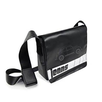 Abbildung von BRISA VW Collection Volkswagen Große Jeans Schulter Umhänge Tasche mit Käfer Design aus LKW Plane 33 x 40 12 cm (Jeans Beetle/Schwarz)