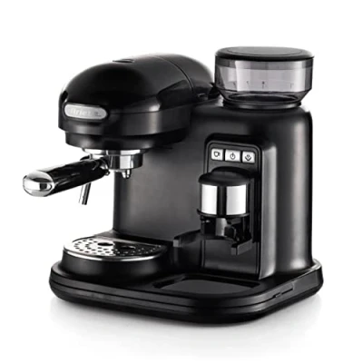 Abbildung von Ariete 1318 Moderne Espressomaschine mit integriertem Mahlwerk, Für Kaffeebohnen und pulver, Milchaufschäumer Cappuccinatore, 1 Filter, 1080 W, Schwarz