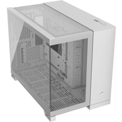 Abbildung von CORSAIR 2500X Small Tower mATX Doppelkammer PC Gehäuse Gehärtetes Panoramaglas Umgekehrte Verbindung Motherboard Kompatibel Keine Ventilatoren Inbegriffen Weiß