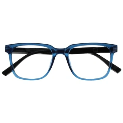 Abbildung von OPULIZE LEO Lesebrille Großes Rechteckiges Gestell Blau Schwarze Bügel Herren Damen Federscharniere R55 3 +1.50