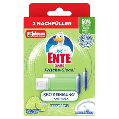 Abbildung von WC Ente Frische Siegel Nachfüller, körbchenloser Reiniger, 12 Gel Steine, Limone Duft, 1er Pack (2 x 36 ml)