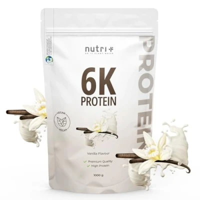 Abbildung von Nutri + Protein Pulver Vanille 1 kg 80% Eiweiß Proteinpulver Proteinshake ohne Laktose Zucker 1000 g Eiweißpulver Vanilla Powder
