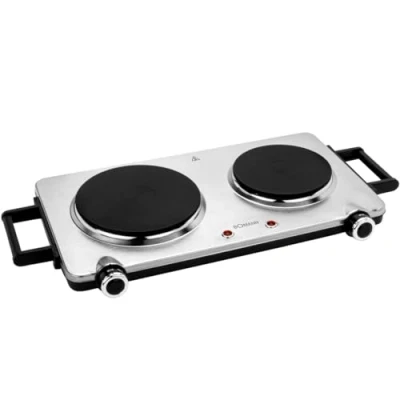 Abbildung von Bomann® Edelstahl Doppelkochplatte Kochplatte mit 2 Kochfeldern 2500W elektrische Herdplatte Cool Touch Griffen Kochfelder Überhitzungsschutz DKP 5033 CB