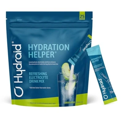 Abbildung von Hydraid Hydration Helper® APPLE Elektrolyt Pulver mit 1118mg Elektrolyten zur besseren Wasseraufnahme für Sport &amp; schnelle Erholung 25 Sticks Apfel Geschmack