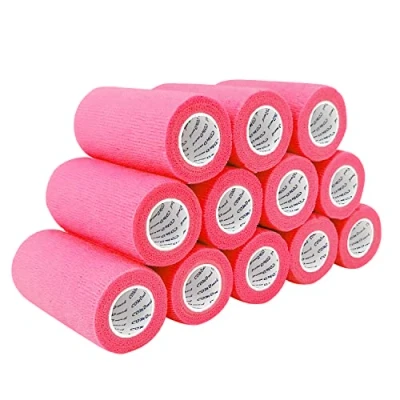Abbildung von COMOmed selbstklebender verband elastische binde handgelenk bandage pflaster rolle Dog Bandagen Tierische Rosa 10 cm X 12 Bände