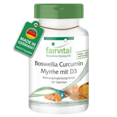Abbildung von Fairvital Weihrauch Kurkuma Myrrhe + Vitamin D3 120 Tabletten HOCHDOSIERT