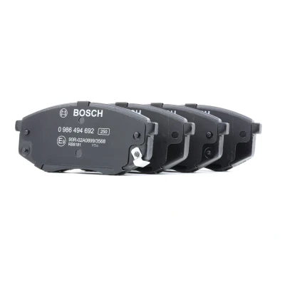 Abbildung von BOSCH 0 986 494 692 Bremsbelagsatz Low Metallic mit akustischer Verschleißwarnung Anti Quietsch Blech HYUNDAI: ix20, ix35, KIA: SOUL 2