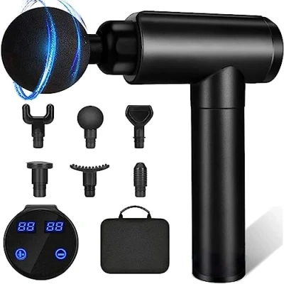 Abbildung von massagepistole Massagegerät für Nacken Schulter Rücken, Massage Gun Sportler, Muskel Pistole mit 6 und 30 Geschwindigkeiten LED Anzeige Touchscreen, Black