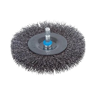 Abbildung von wolfcraft Stahldraht Scheibenbürste ø100x16 mm 2103000 Sechskant Schaft Ideal zum Entrosten und Reinigen Drahtbürste für Bohrmaschinen