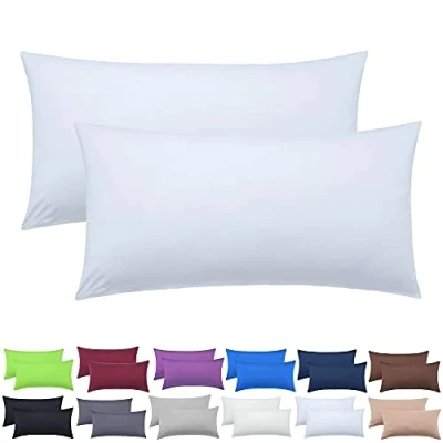 Abbildung von NatureMark 2er Pack Jersey Kissenbezug Kissenhülle Kissenbezüge Seitenschläferkissen Nackenkissen viele Größen und Farben ÖKO TEX (40 x 80 cm, Weiß)