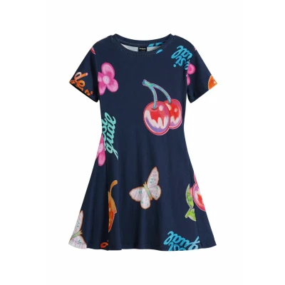 Abbildung von Desigual Fruit Skater Strickkleid für Kinder, Größe: 146/152, Blue